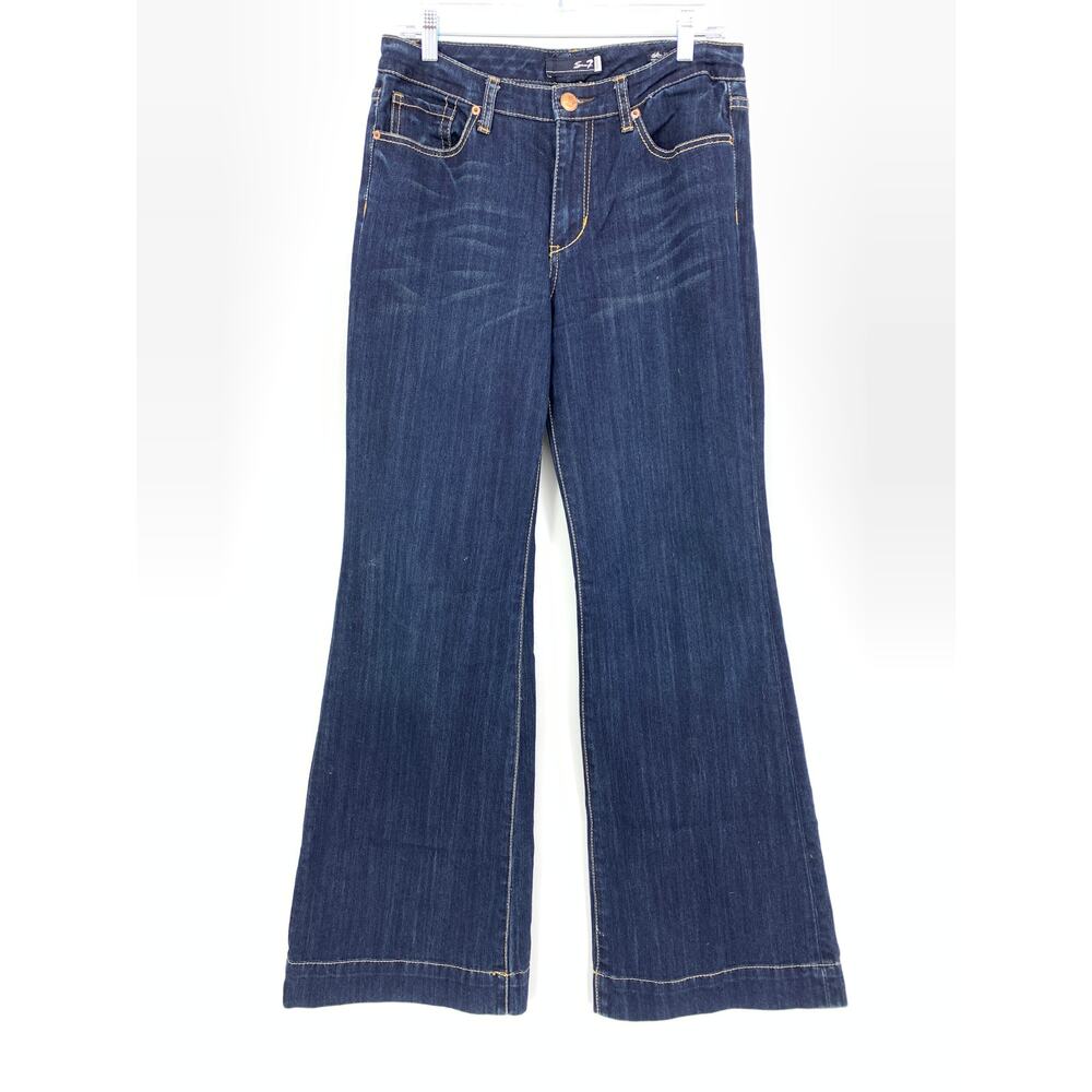 Seven7 Y2K Jeans Women's Size 8 Flare Leg Dark Wash Denim Mid Rise